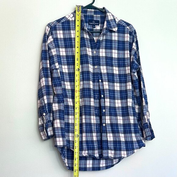 Lauren James plaid collared long sleeve button up shirt, blue white and red size - Picture 11 of 12